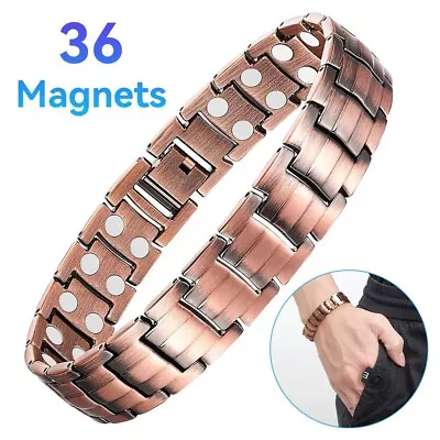 Men's Bracelet Magnetic Therapy Arthritis Pain Relief Pure Solid Copper Bangle • $6.59