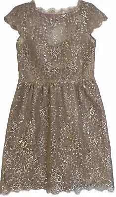 Aidan Mattox Sz 10 Dress Lace Overlay Formal Cocktail Wedding Prom Modest Dance • $20