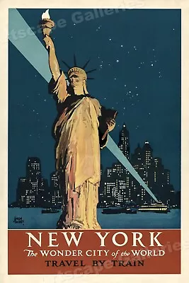 New York City - 1930's Travel By Train Vintage Railroad Travel Poster - 16x24 • $13.95