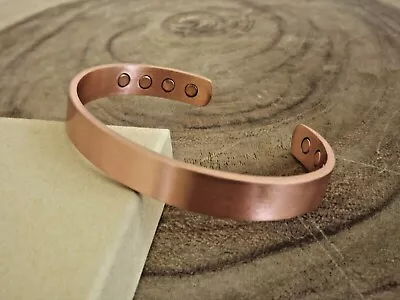 Matte Pure Copper Magnetic Bracelet Arthritis Therapy Energy 10mm Cuff 8 Magnets • $11.50