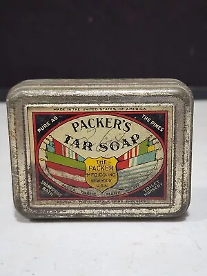 Vintage 1939 Packers New York Tar Soap Tin  Shampooing Bath  • $11.95