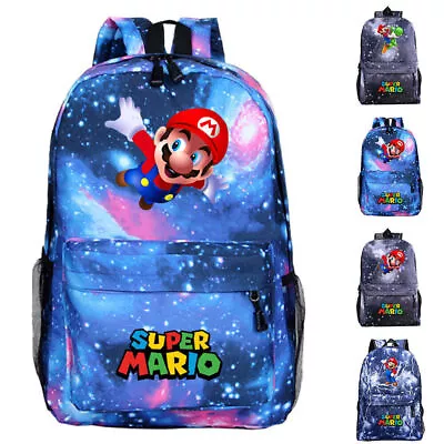 Super Mario Galaxy Print Backpack Unisex Kids School Shoulder Bags Satchel Gift • $20.95
