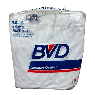 BVD Mens Size M 38-40 White Crew Neck Tee T-Shirts One Package Of 3 White 1992 • $27.99