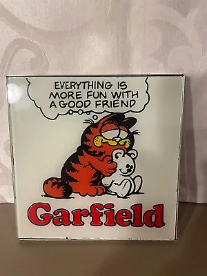Vintage Garfield And Pooky 6 X 6 Glass Mirror Carnival Prize Great Condition • $3
