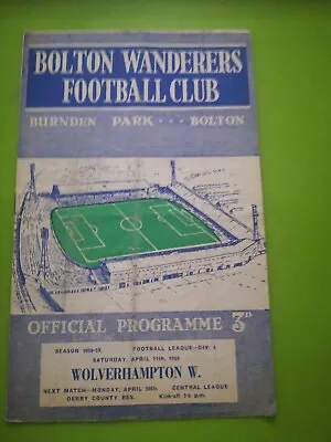 £1.25 • Buy Bolton V Wolves (champions) Football Programme. 20.4.1959