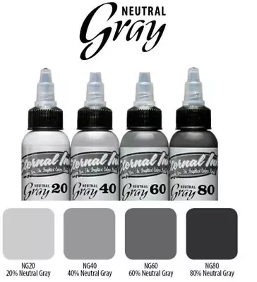 $35 • Buy Eternal Neutral Gray Set Ink 4 Bottles 0.5oz Eternal Tattoo Ink Set Made In USA