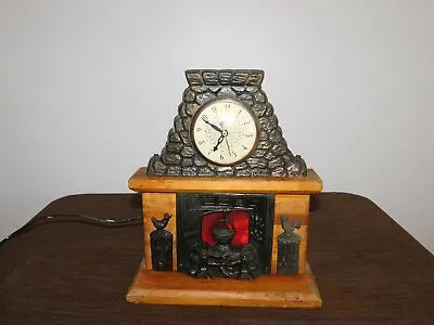 Vintage United Usa Wood Metal Rooster Fire Place Shelf Table Clock • $195.99