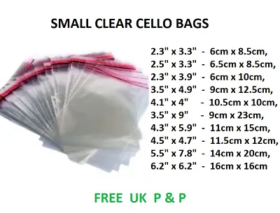 Clear Cello Bags Cellophane Display Garment Self Adhesive Peel Seal Paper Craft. • £5.99