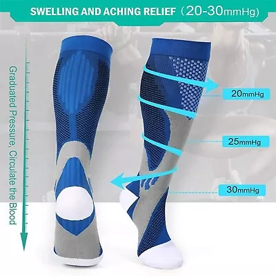 20-30 MmHG Compression Socks Stockings Womens Mens Knee High Medical S/M-X/XL 2x • $9.68