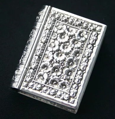 Vintage Silverplate Oblong Floral Repousse Pillbox Pill Box • $24.99