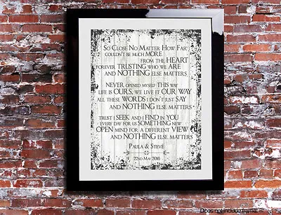 Nothing Else Matters Metallica Wedding Song Personalised Canvas Print Keepsake • £9.99
