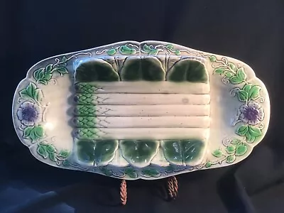 Antique Austrian Majolica Asparagus Platter “Mz 5276” C. 1890s Great Patina  • $49.95
