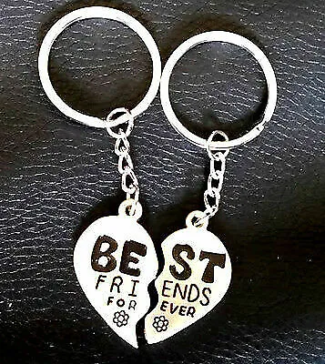 Best Friends Forever Love Heart Keyring Pendant Love Halves | UK Seller • £52.99