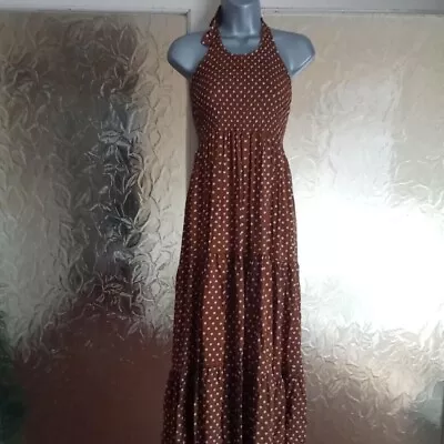 Halterneck Polka Dot Maxi Dress One Size Bnwt • £7