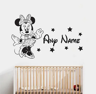 Minnie Mouse & Name Wall Sticker 1 Disney Childrens Bedroom Vinyl Decal • $25.26