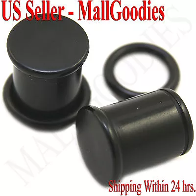 0935 Black Acrylic Single Flare Ear Plugs 00 Gauge 00G 10mm MallGoodies 1 Pair • $7.95