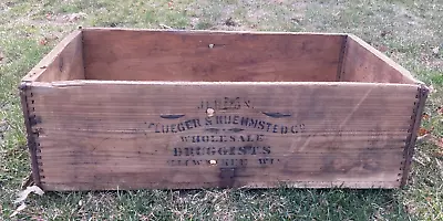 Old Wood Box Crate Jerman Pflueger & Kuehmsted Druggist Advertising Milwaukee Wi • $104.99