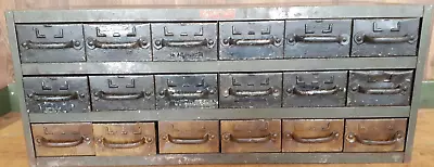 Antique Equipto 18 Drawer Metal Parts Cabinet 12  Deep - Original 5 1/4  Drawers • $125