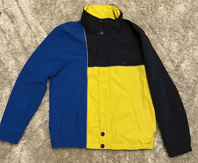 Vintage 90s Nautica Mens Size Medium Blue Yellow Color Block Jacket  • $22.99