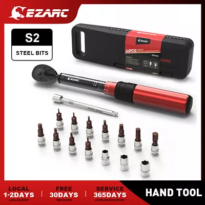 16PC EZARC Bike Torque Wrench Set-1/4 In Drive 2-20Nm Hex/Allen 2-8 Torx 10-30 • $42.99