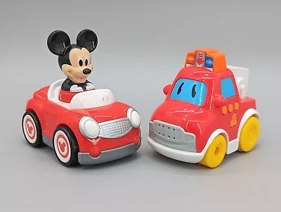 Walt Disney Hap-p-kid 5  Mickey Mouse Push & Go Car & Musical Fire Truck Toys • $10