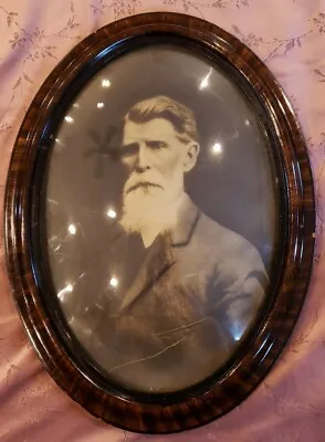 Vintage Oval Convex Bubble Picture Frame Old Man • $37.99