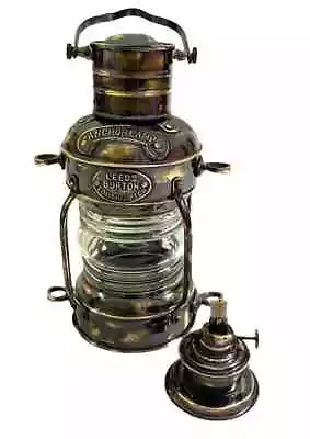 Antique Brass Lantern Oil Lamp Handmade Decorative Boat Oil Burner Lamp Decor • $60