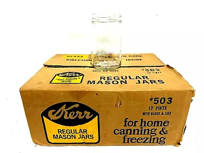 Kerr Mason Self Sealing Clear Embossed RARE 1 Pint Jars VTG Lot Of 12 No Lids • $35.95