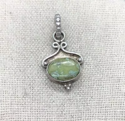 Vintage Sterling Silver 925 Unique Green Turquoise Pendant Y135 • $16.99