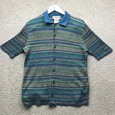 Vintage Missoni Sport Knitted Button Up Shirt Men's M Short Sleeve Striped Mesh • $74.99