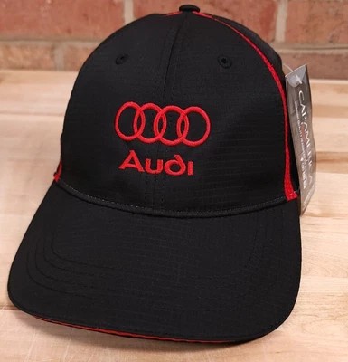 $28 • Buy Audi Strapback Black Red Hat  Cap America Embroidered Logo Adjustable NEW
