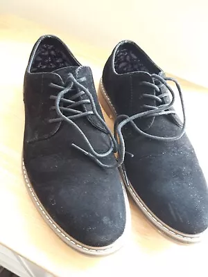 Mens Faux Suede Shoes Black Brogues Formal Lace Up Smart Casual Office Wedding • £9.99