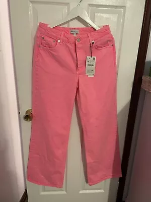 Zara Neon Pink Jeans Size 12 Mid Rise Wide Leg • £0.99