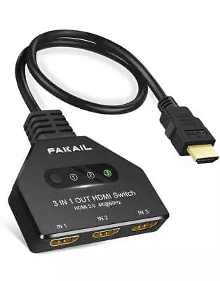 4K HDMI 2.0 Cable Auto Switch Switcher Splitter Adapter 3 In To 1 Out Devices • $8.99