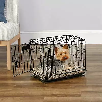 18  X 12  X 14  Dog Crate Kennel Folding Metal Pet Cage 2 Door W/Tray Pan Black • $28.63