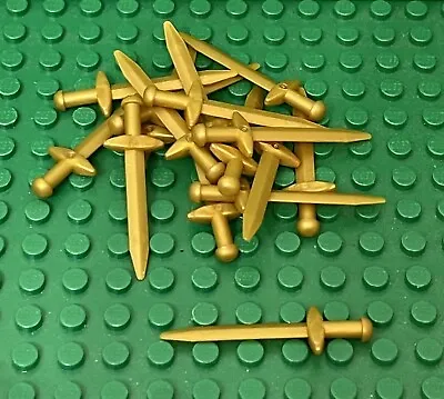 Lego 20 Pearl Gold Long Sword With Crossguard / Castle Mini Figures Greatsword • $11.38