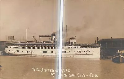 MICHIGAN CITY Indiana Postcard SS United States Cruise Ship Smith Photo • $16.99