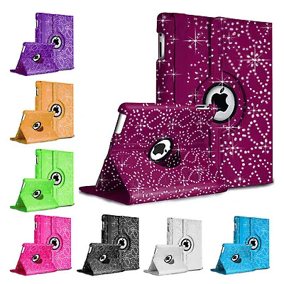 £3.49 • Buy Magnetic Stand Flip Case For IPad Mini 3/2/1 Diamond Bling 360 Rotating Cover