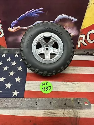 Traxxas 1/10 Slash 2WD ~~1pc.~~ FRONT & REAR SCT TIRES SATIN CHROME WHEELS 12mm • $10