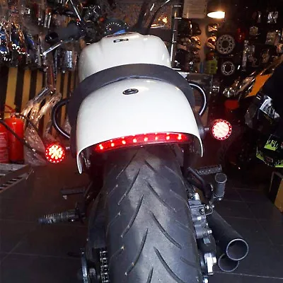 Bobber Cafe Racer Motorcycle LED Turn Signal Tail Light Brake Running Bullet Red • $21.35