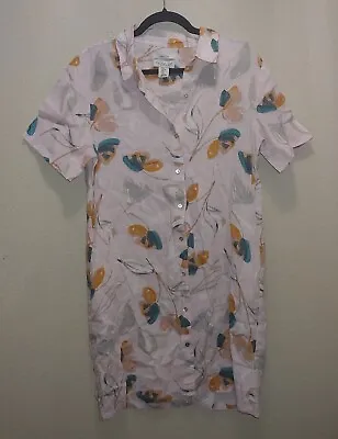 $34.99 • Buy Rachel Zoe Pink Floral Linen Shirt Dress Size Large L