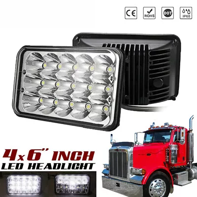 2pcs 4x6'' 75W Led Headlights Hi-Lo Sealed Beam For Peterbilt Kenworth T800 W900 • $35.24