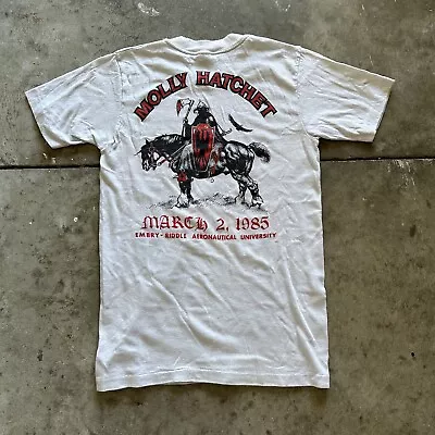 Vintage 80s Molly Hatchet Embry Riddle Concert T Shirt Size Small Rock Metal • $69.99