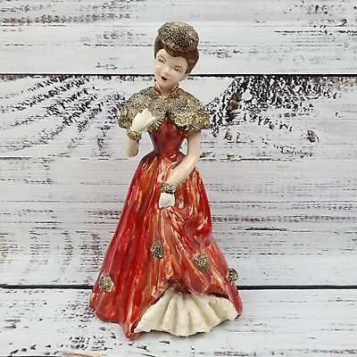 Vintage Ceramic Hand Painted Lady In Red Dress #719 Collection Edition Rare 8in • $28.50