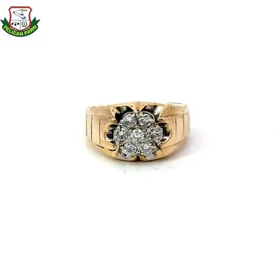 Men's Diamond Cluster Ring In 14K Yellow Gold .56 CTW (MLE) (PBR088395) • $549.99