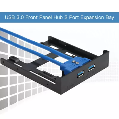 5.25'' USB3.0 Front Panel Hub 2Ports Expansion Bay 20 Pin To USB3.0 60cm Bracket • $16.47