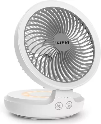 Infray USB Desk Fan Rechargeable Portable Oscillating Table Fan With Night Breat • £25