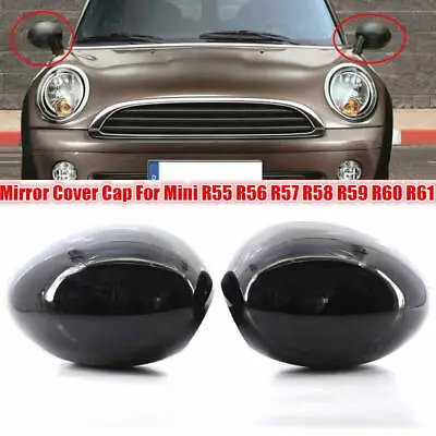 Gloss Black Mirror Cover Cap For Mini For Cooper R55 R56 R57 R58 R59 R60 R61 NEW • $39.99