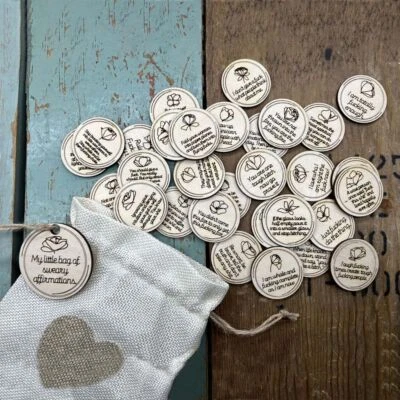 Wooden My Little Bag Of Sweary Affirmations Round Swear Cards  Students • $19.40
