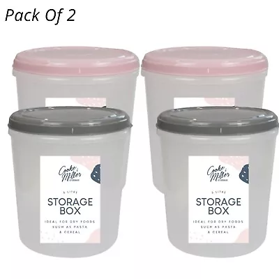 4x5Lt Dry Food Container Cereal Dispenser Rice Pasta ReusableStorage Box Kitchen • £12.87